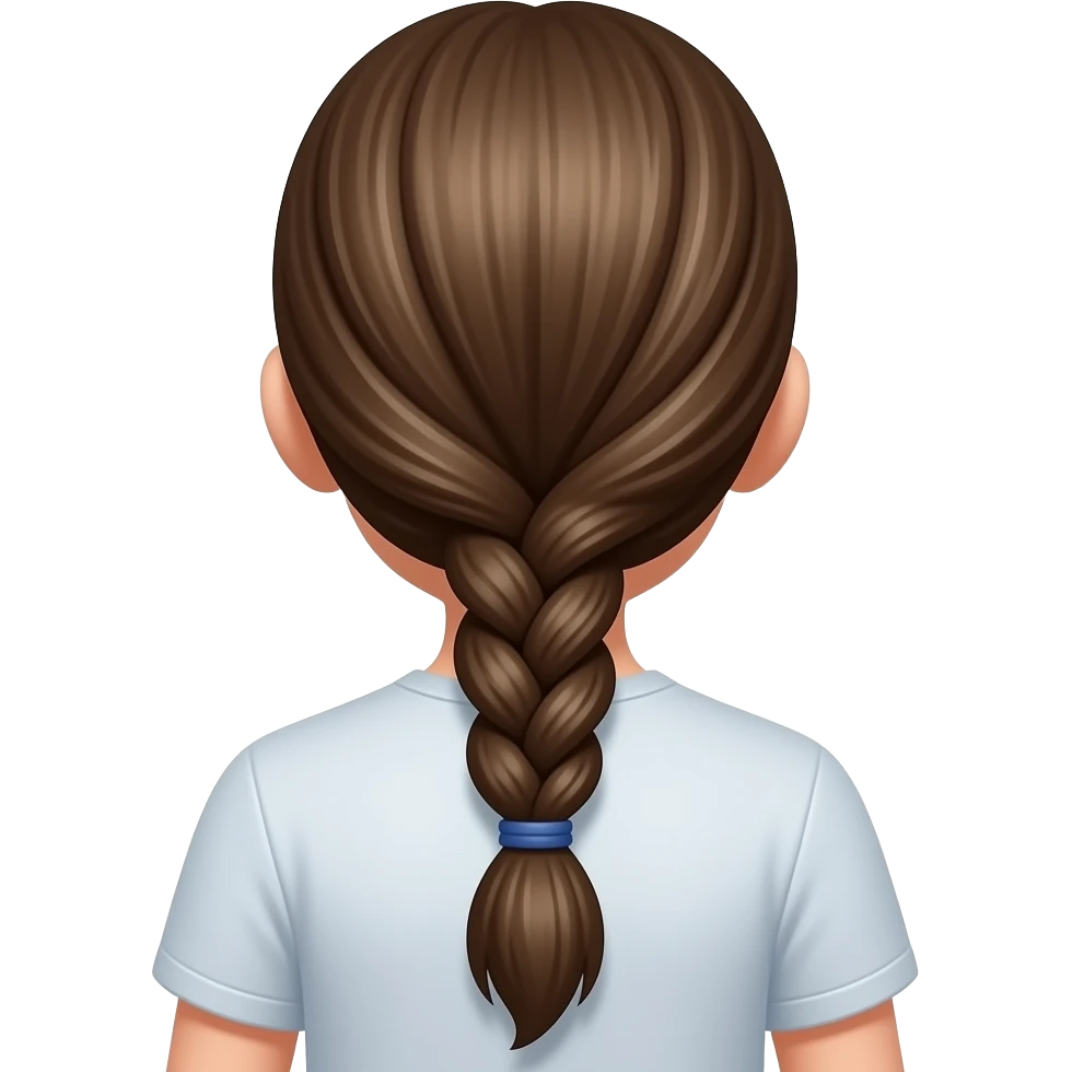 the view of someone’s hair from the back, just a plain long braid, no face showing, no shirt showing , no ears showing emoji