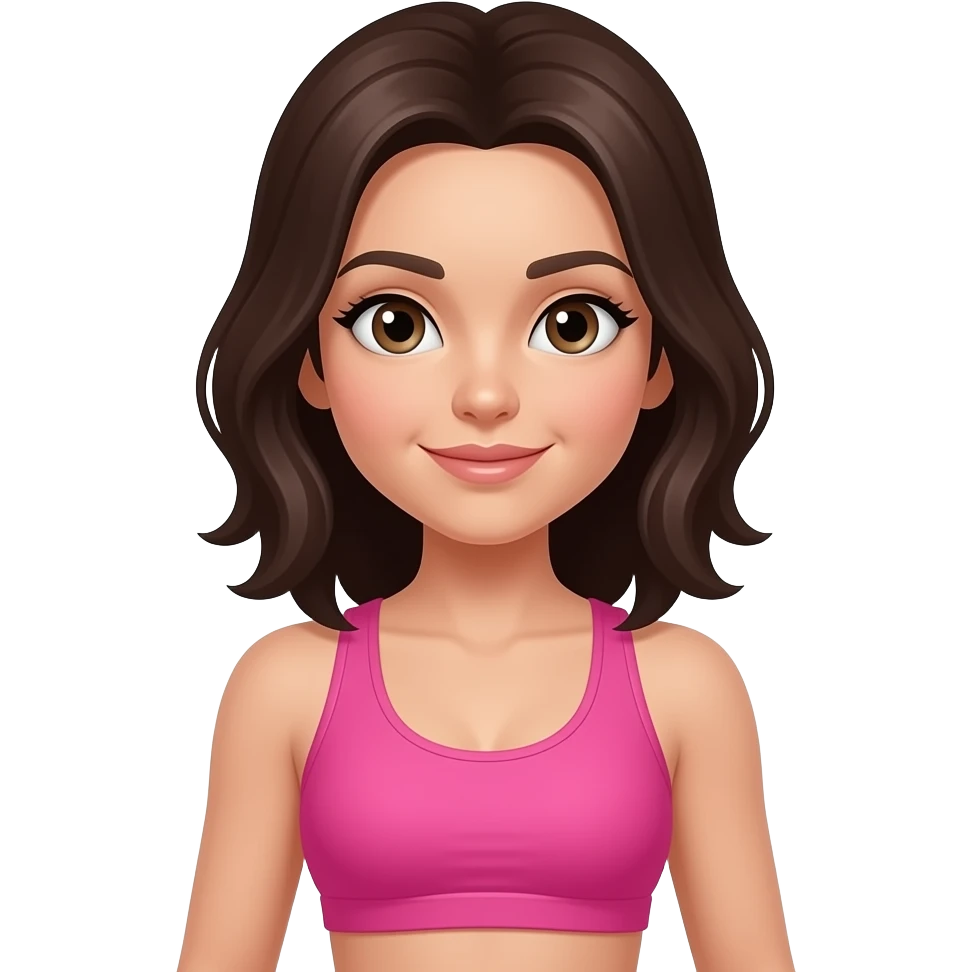 Gym girl, dark brown hair, wearing pink. emoji