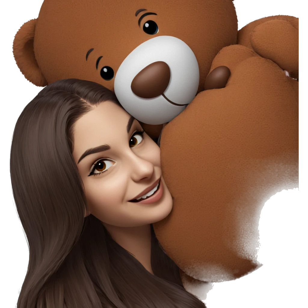 smiling girl with teddy bear emoji