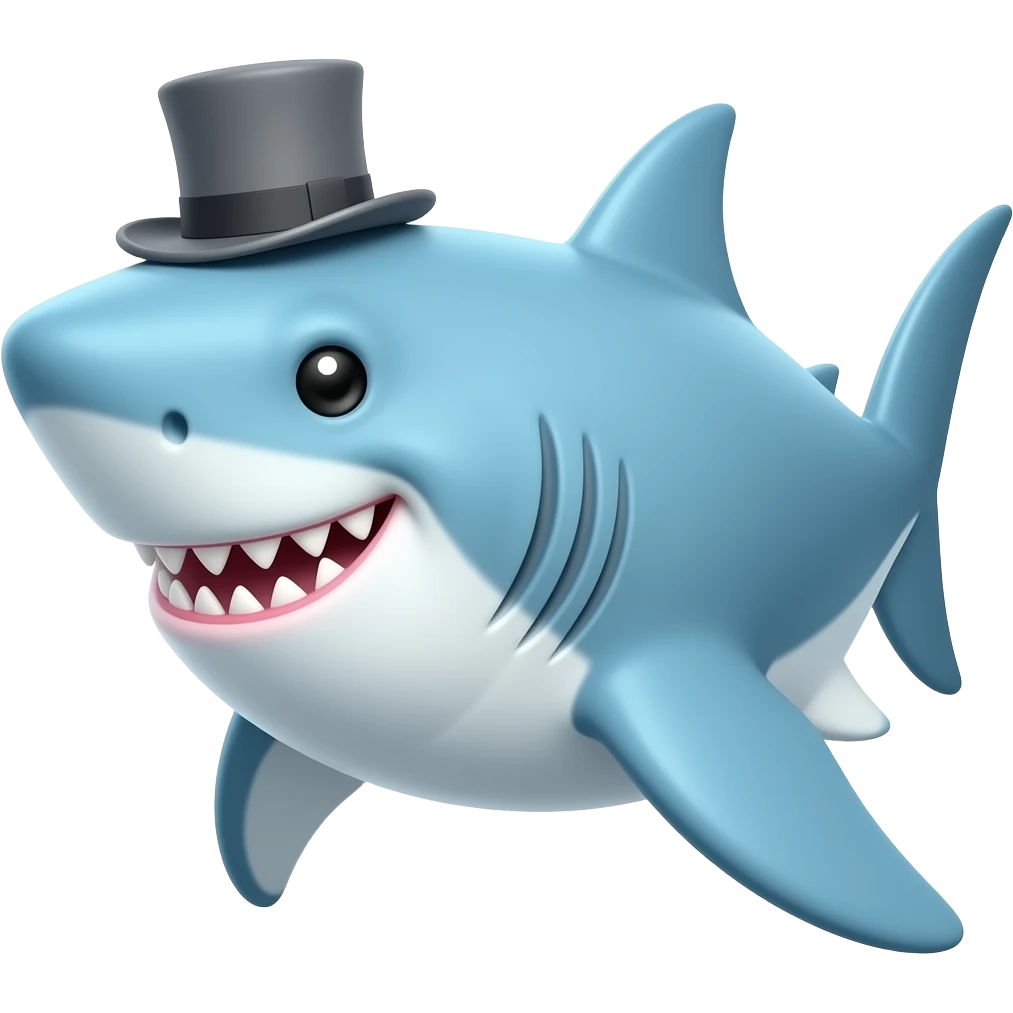 Shark with a top hat emoji