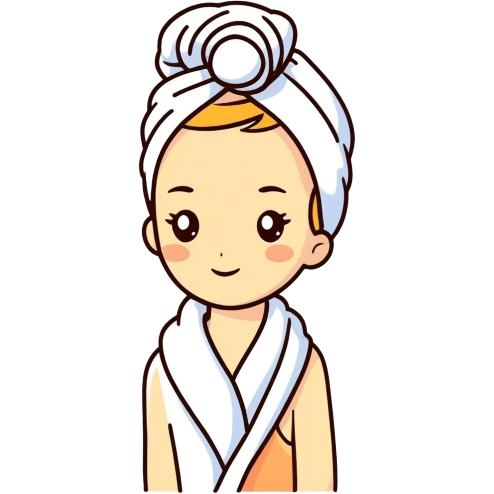 A girl with a towel on her hair emoji