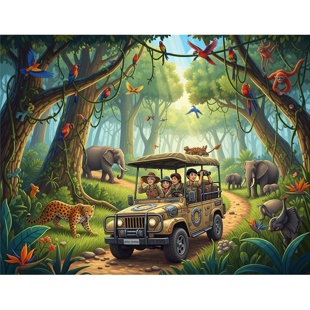 digital illustration of jungle safari emoji