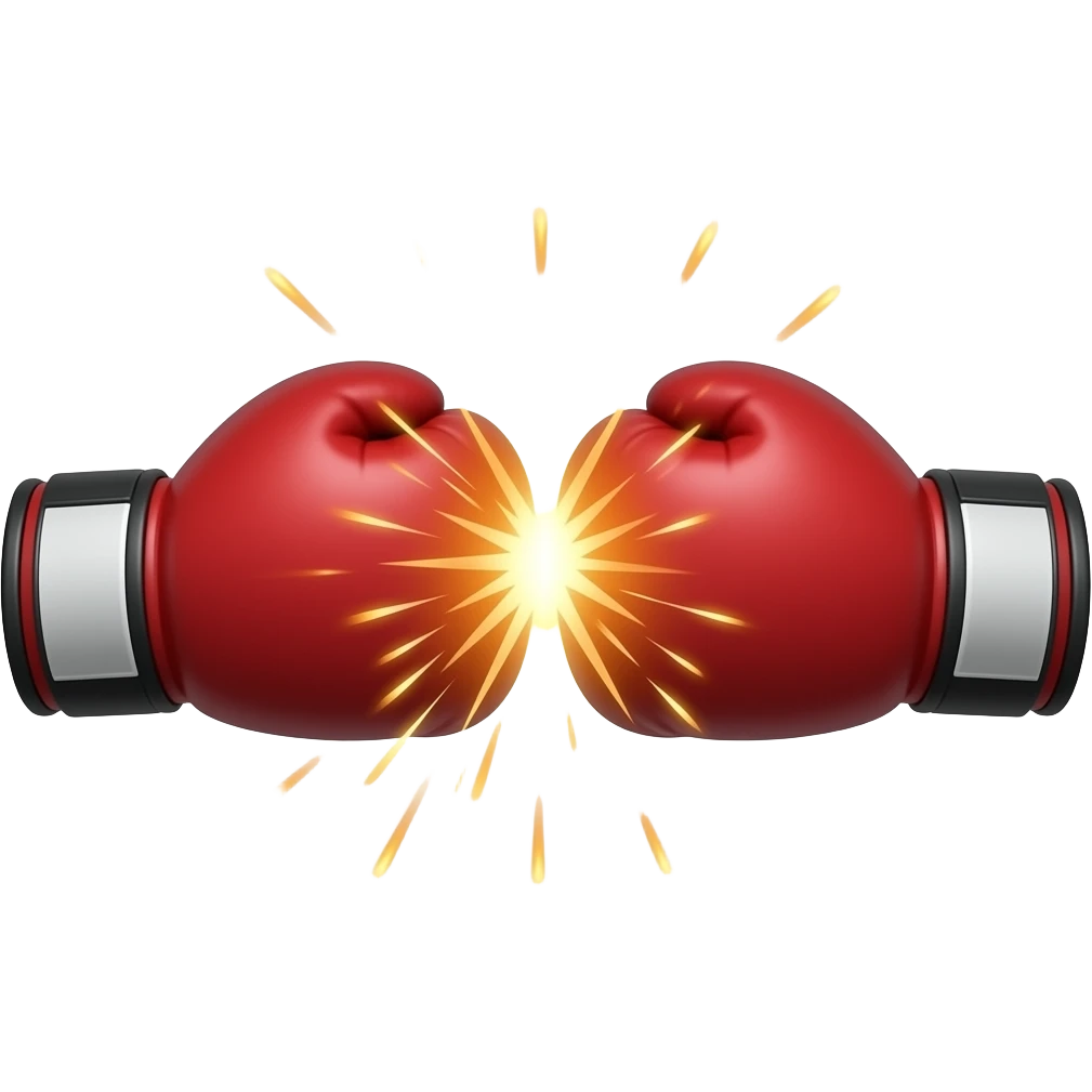 two boxing gloves that are fighting opposite with effects emoji