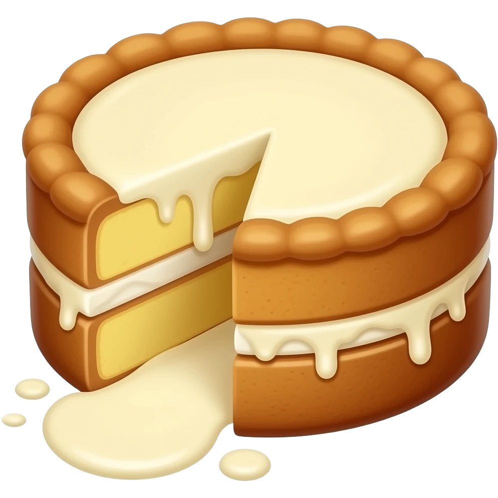 A cake with cream inside leaking out emoji
