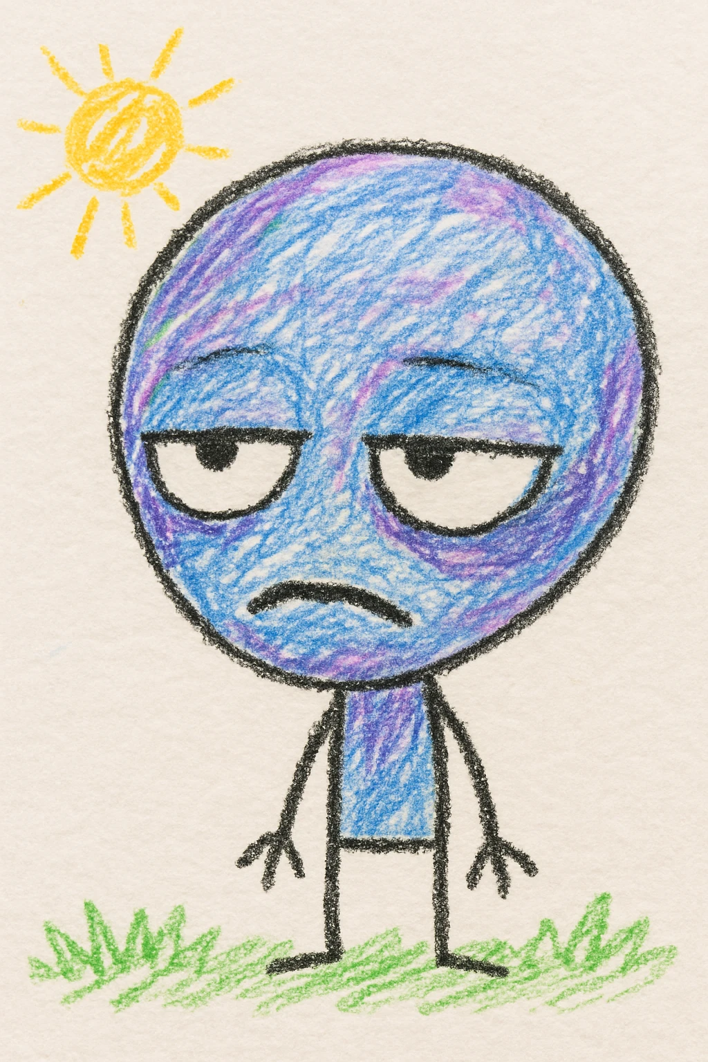 bored cute alien head, kid-friendly style emoji