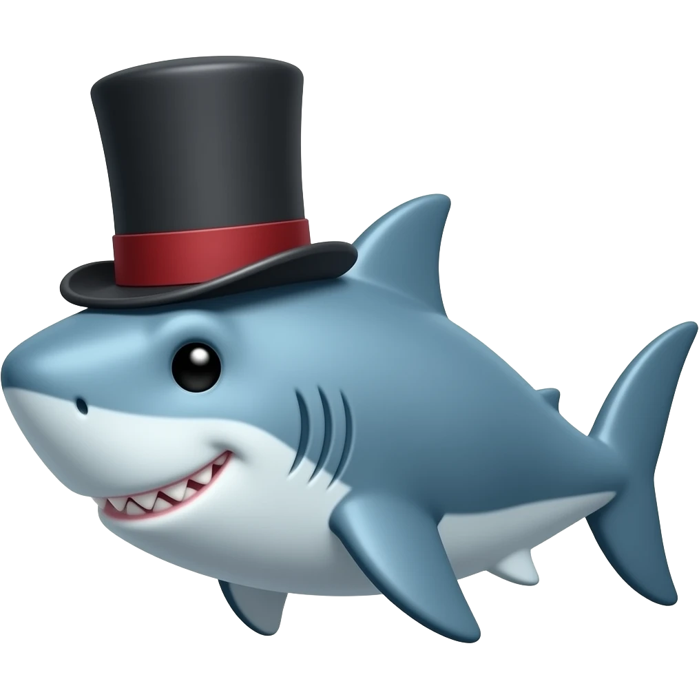 Shark with a top hat emoji