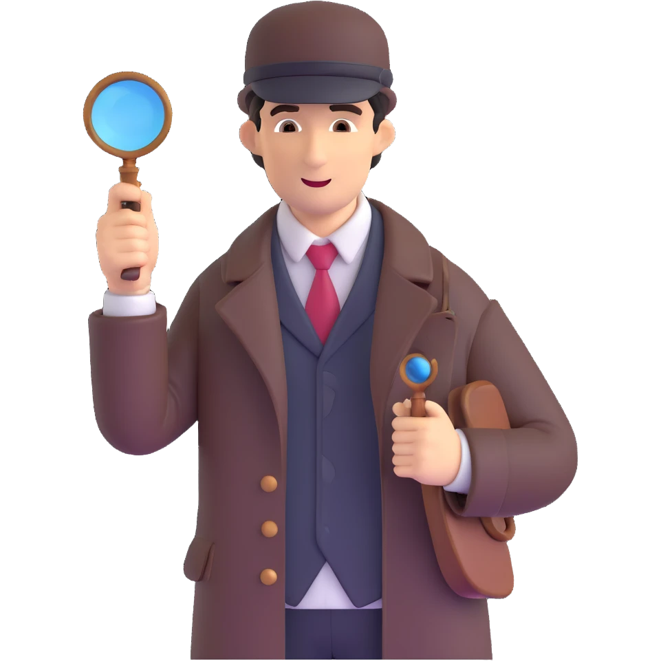 Sherlock Holmes with deerstalker hat and magnifying glass emoji