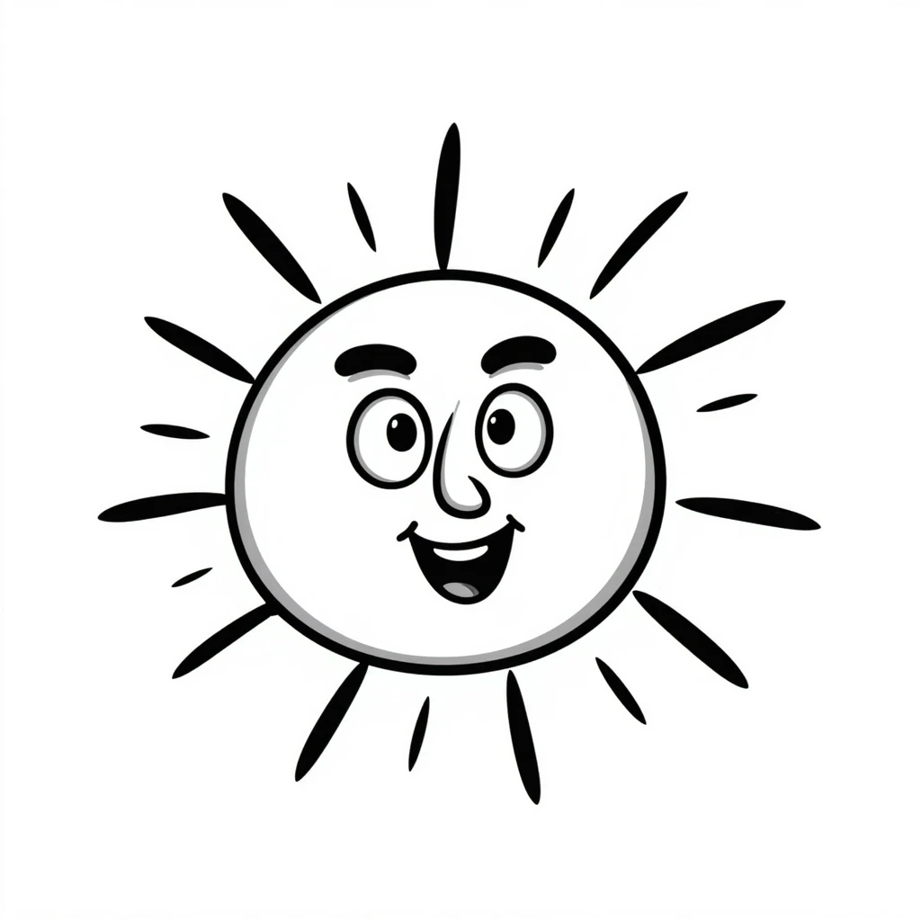 A sun drawn in a hand-drawn doodle style, with a playful and whimsical look emoji