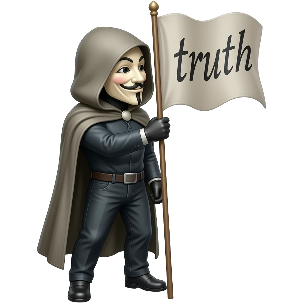 v for vendetta elinde truth yazan bir bayrakla özgürce duruyor emoji