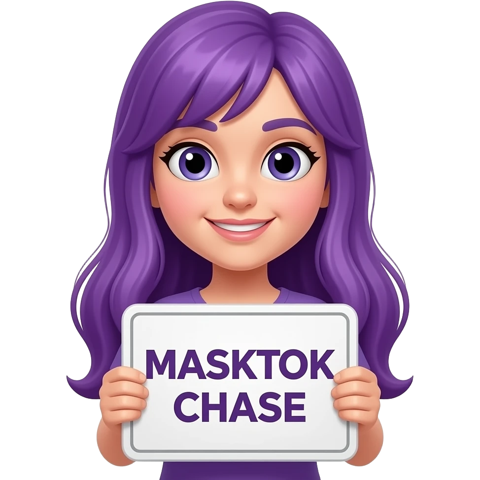 girl with long purple hair with a MASKTOK CHASE sign emoji