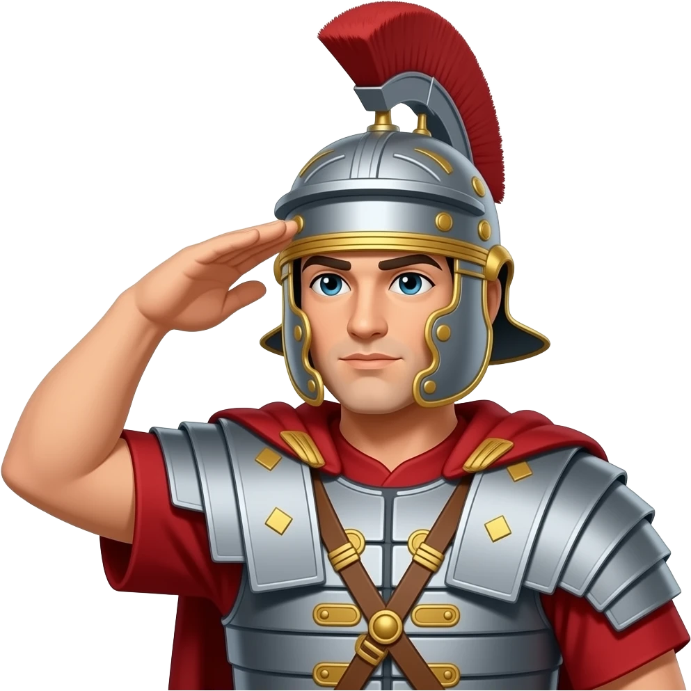 Centurion romano saludando con el gesto típico de las legiones emoji