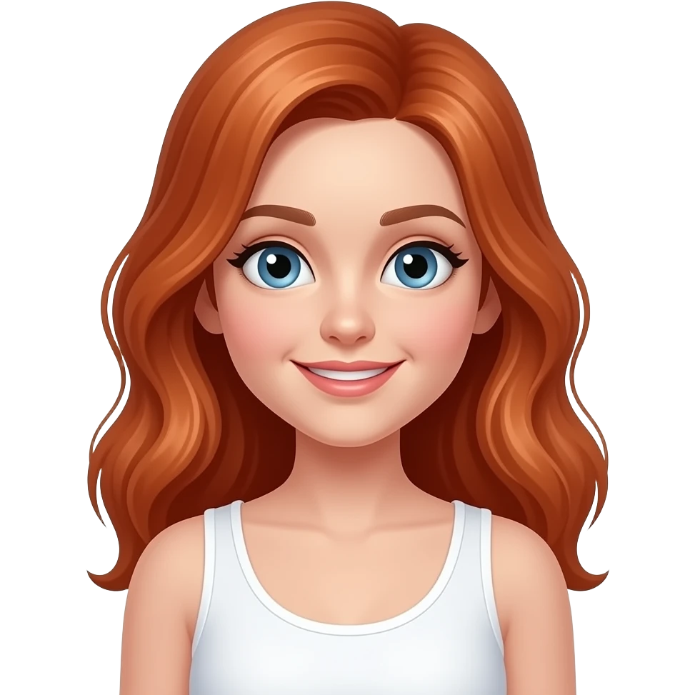 Jolie fille rousse avec un débardeur blanc emoji
