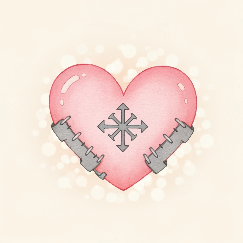 cute emo heart with a stitched patch emoji
