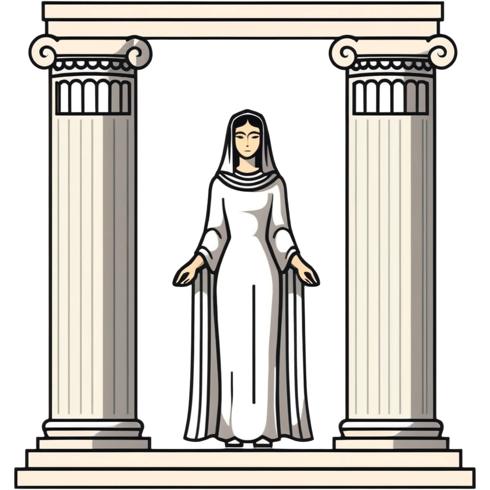 High Priestess tarot card with mysterious woman between two pillars emoji