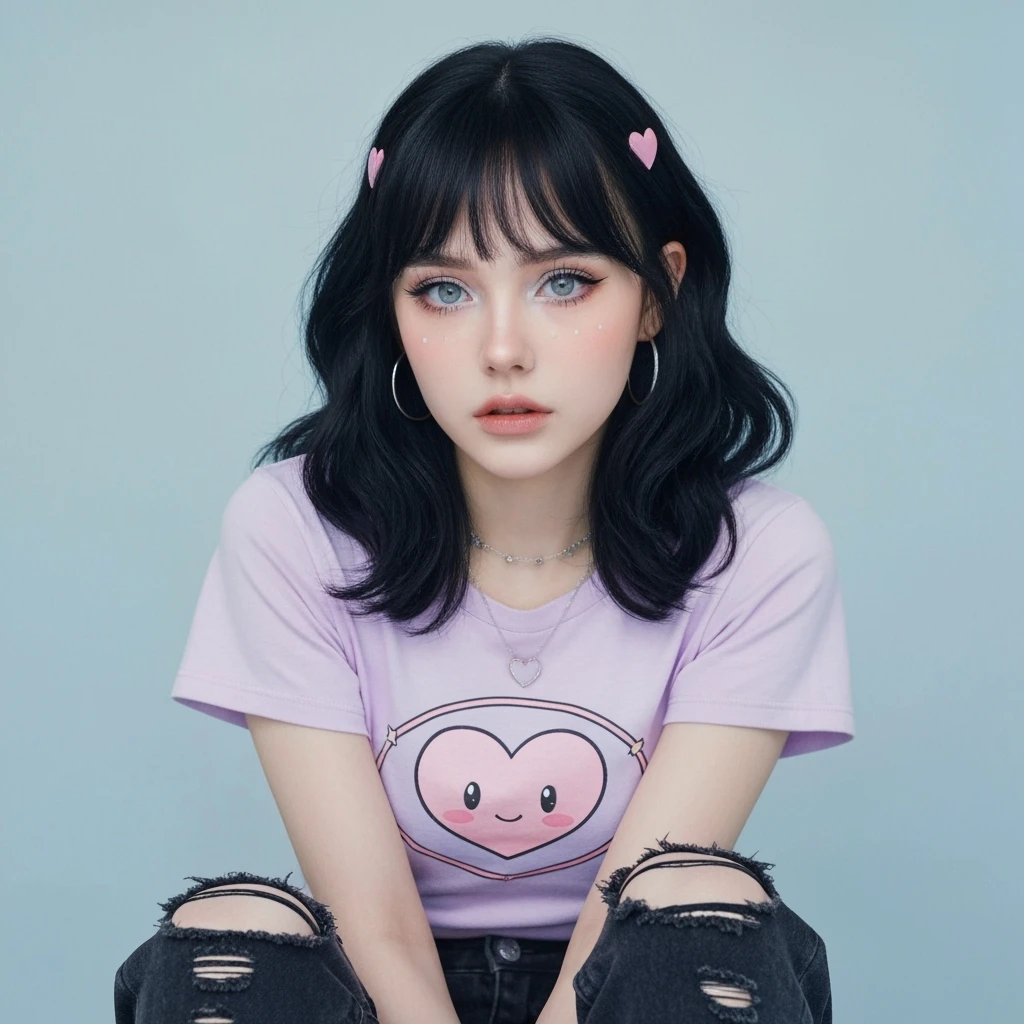 pastel emo profile picture with a heart accent, cute, expressive, minimal, variation 4 emoji