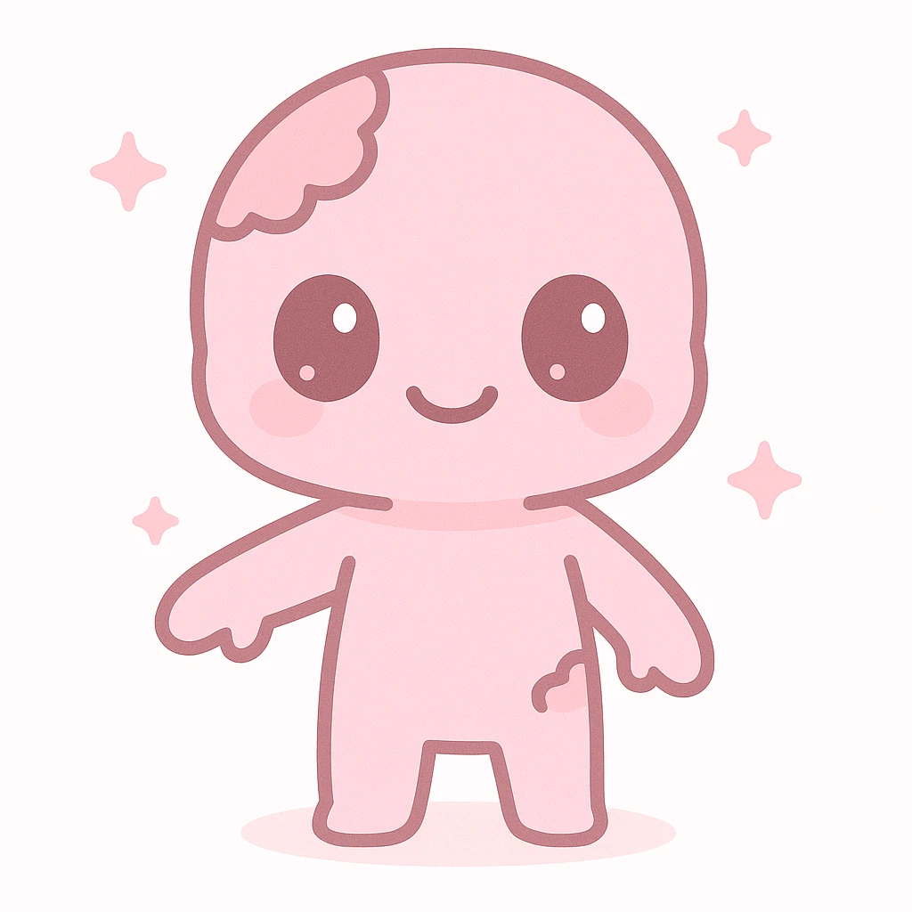 pink zombie, stylized and cute emoji