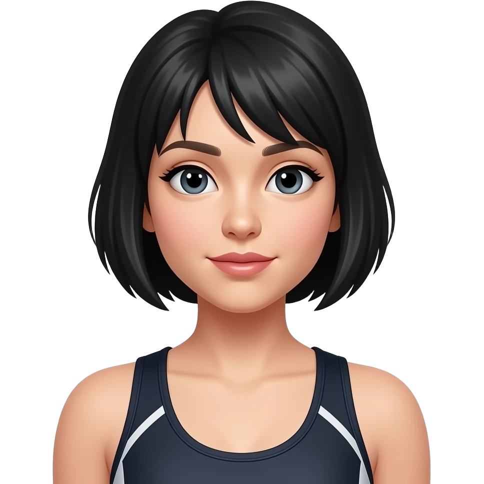 female black short hair in gym uniform emoji