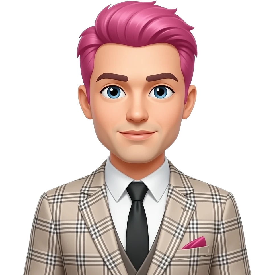 man with pink hairs spice and wear  a stylish dress emoji
