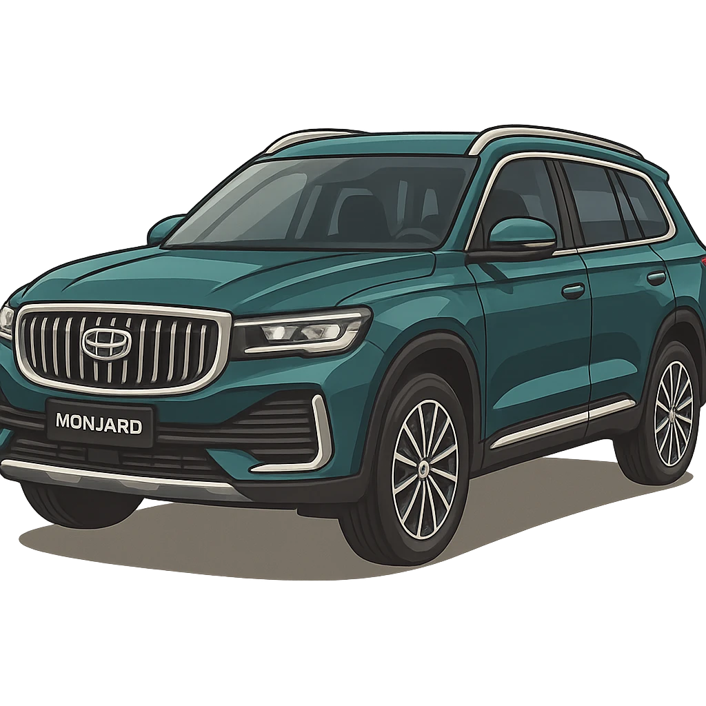 Изометрическая модель машины Geely Monjaro, слегка мультяшная стилистика, прозрачный фон emoji