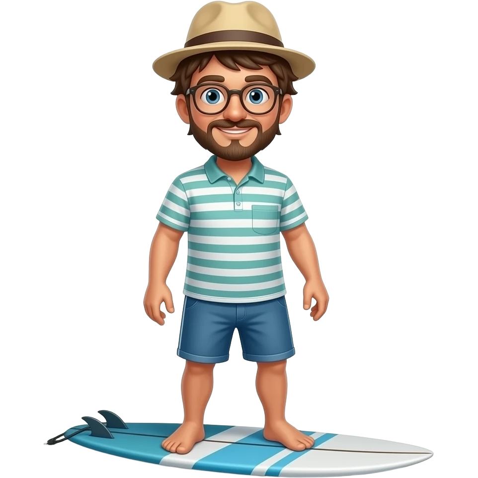 Papa surf with no hat and bushy hair emoji