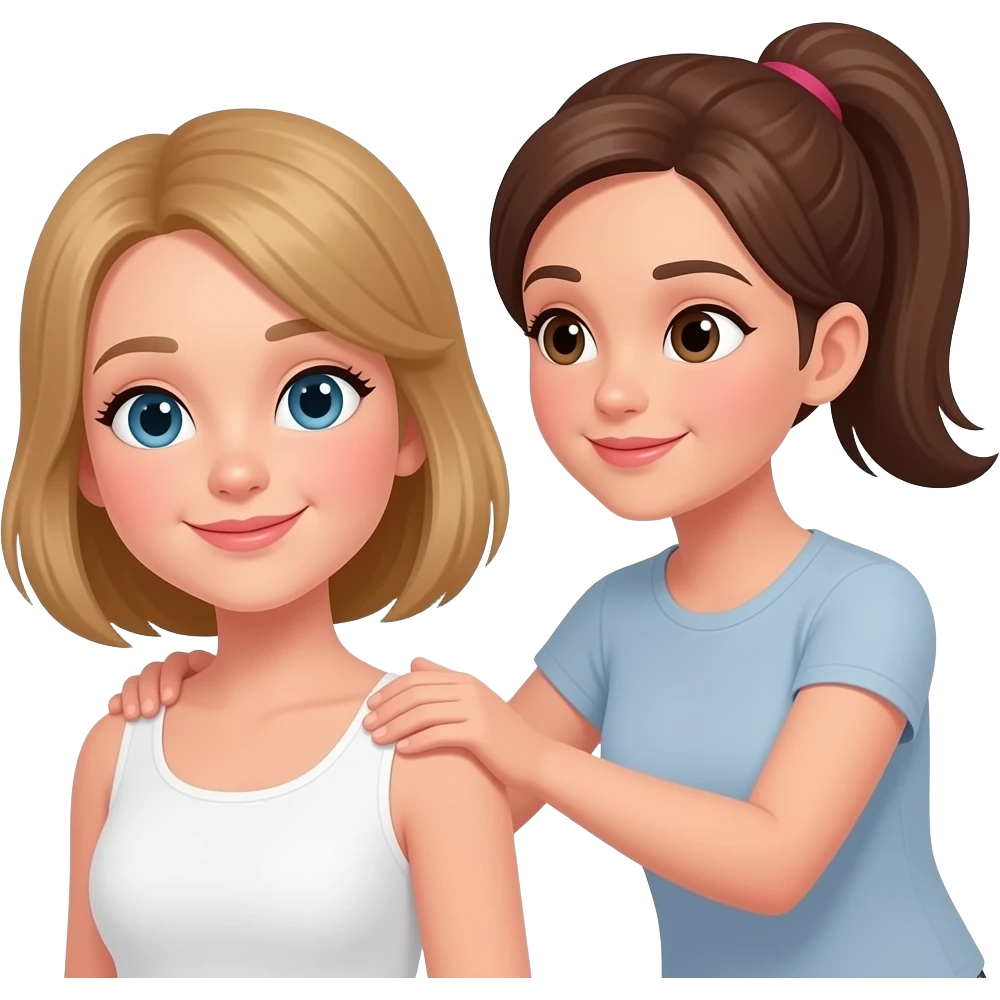 A girl giving another girl a massage emoji