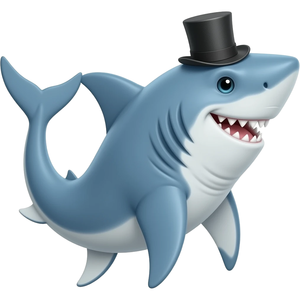 Shark with a top hat emoji