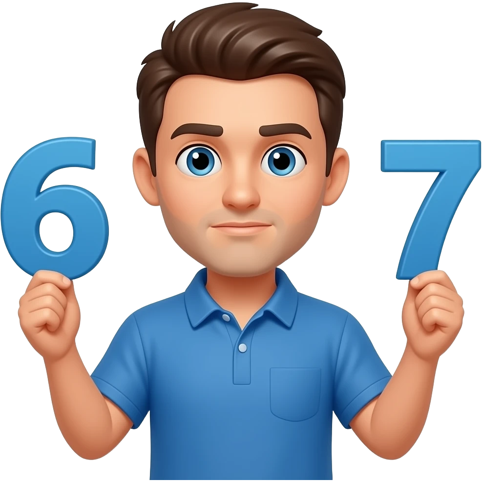 A people whit one 6 an in the other hand one 7 , The person must be saying "I don't know" with their arms emoji