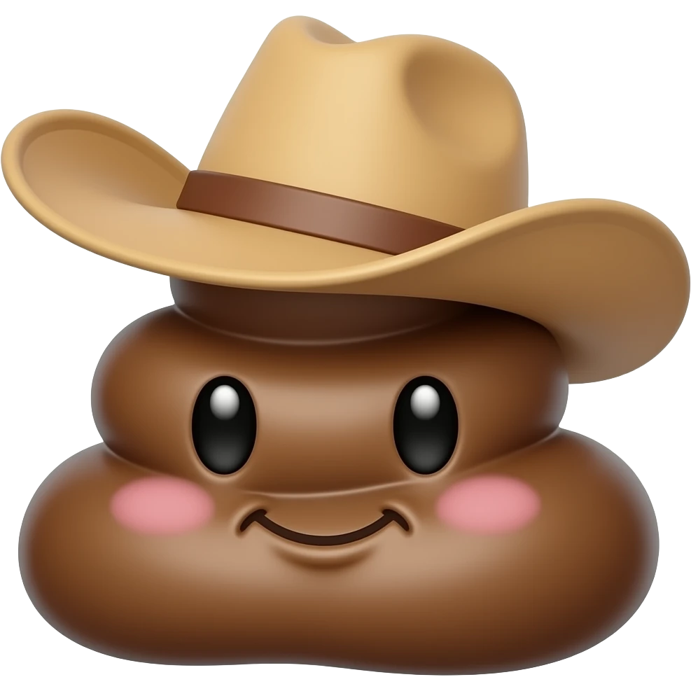 Cute 💩 with cowboy hat  on Sideways emoji