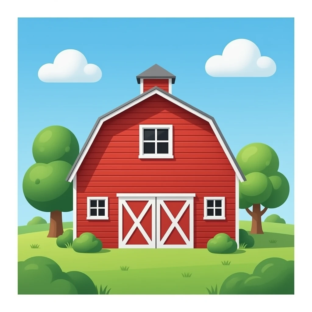 Red Barn Front View No Background emoji