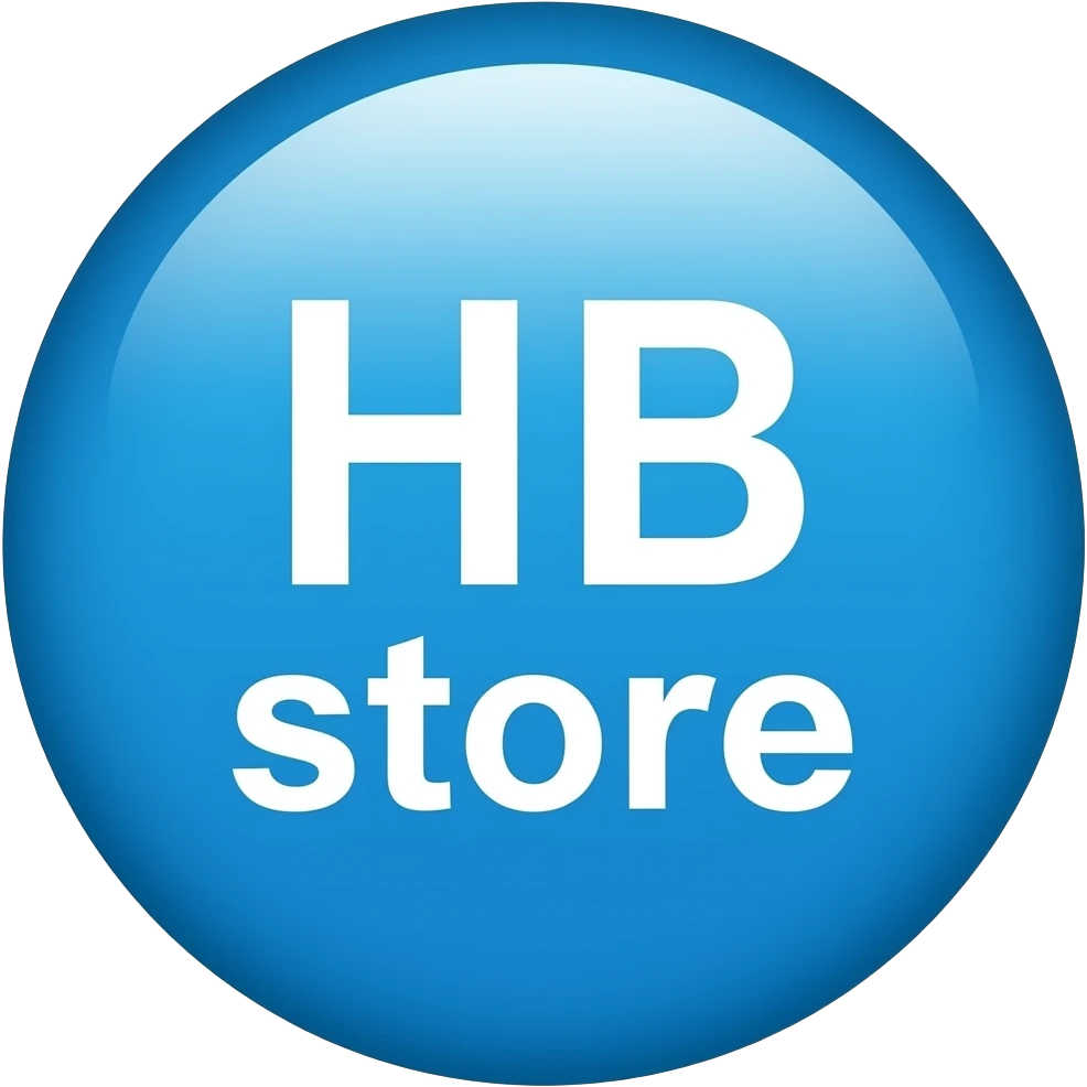 creer moi une icone ronde couleur bleu ciel ecrit HB store au milieu effet ps5 emoji