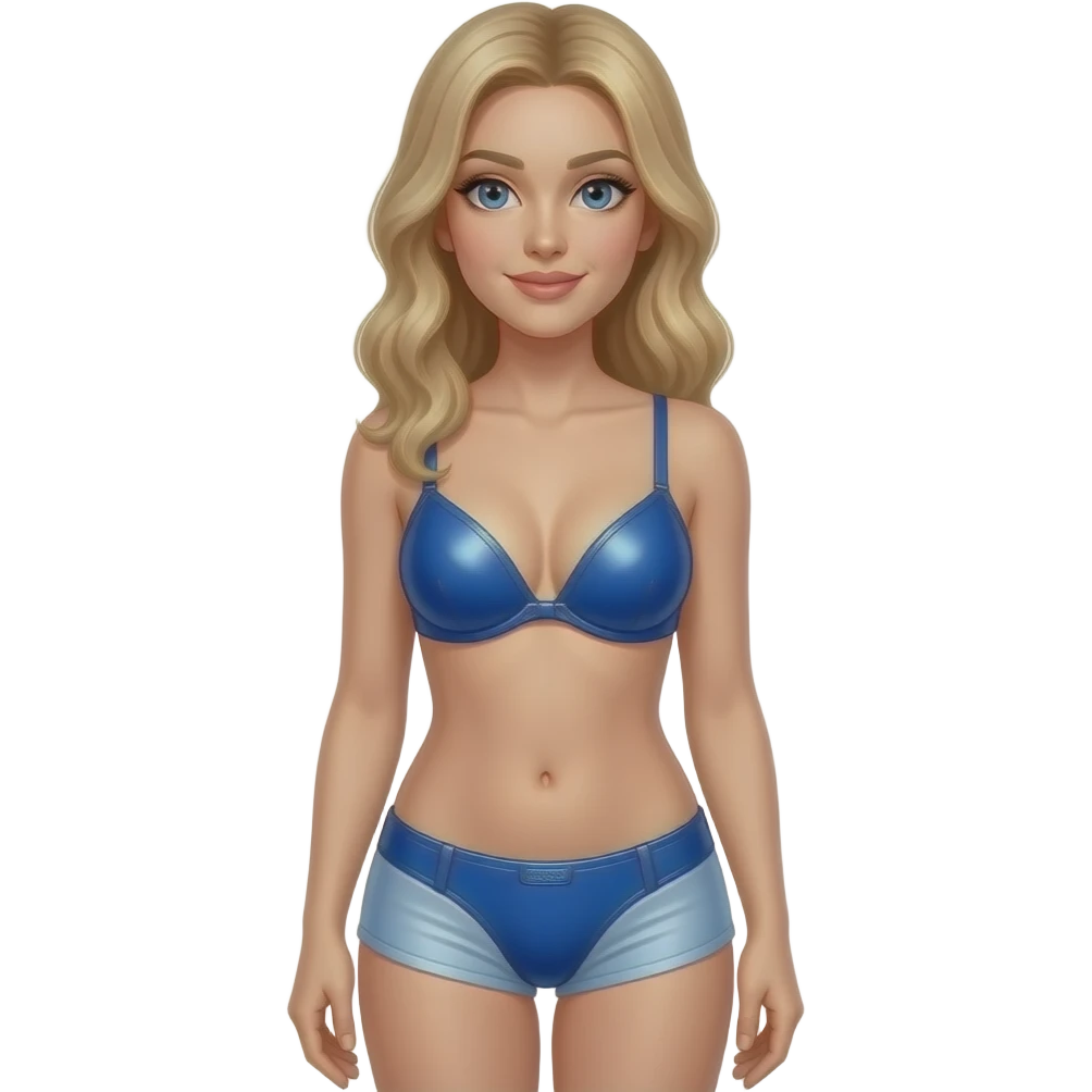 Hot woman wearing blue latex diaper and bra emoji