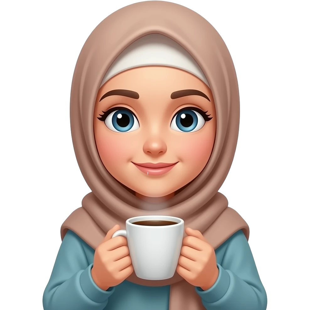 Tesettürlü kahve içen kız emoji