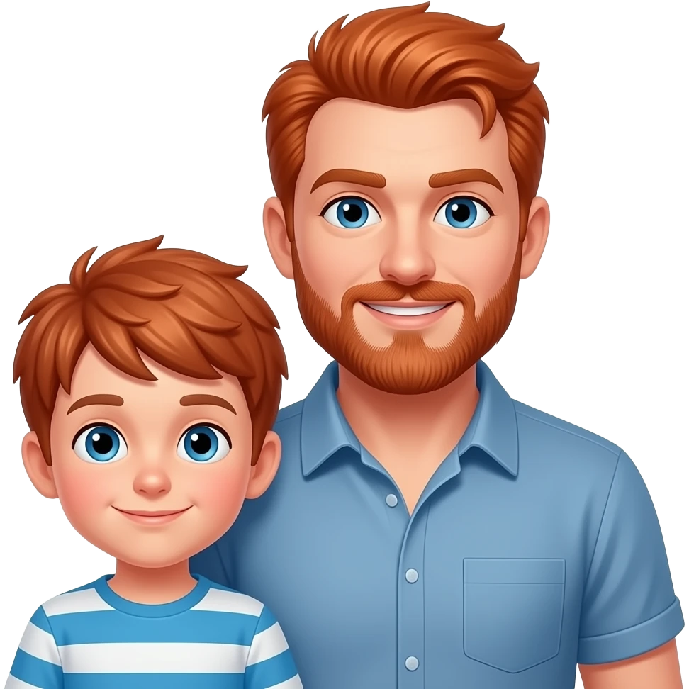 Red haired sexy dad with his son emoji