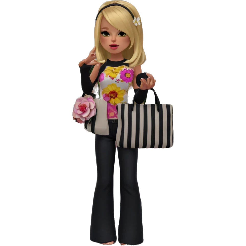 blonde girl with flower accessories emoji