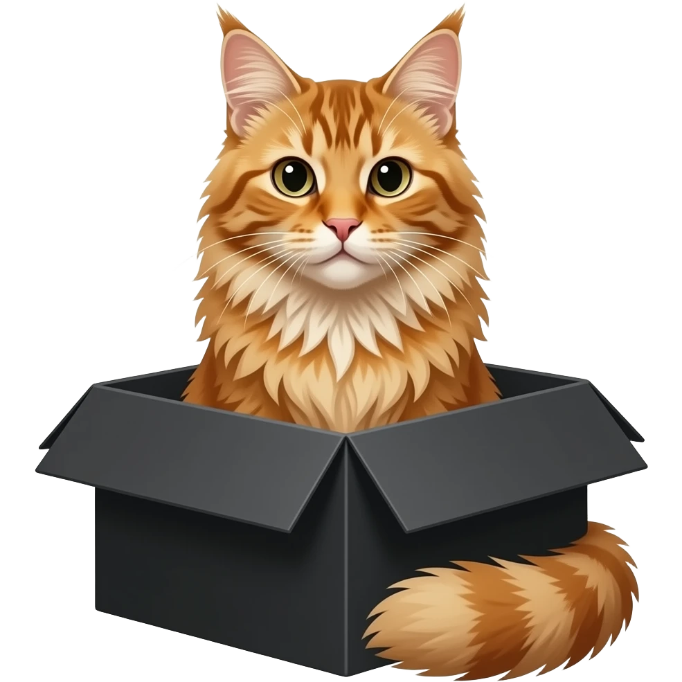 orange maine cat sitting in a black box emoji