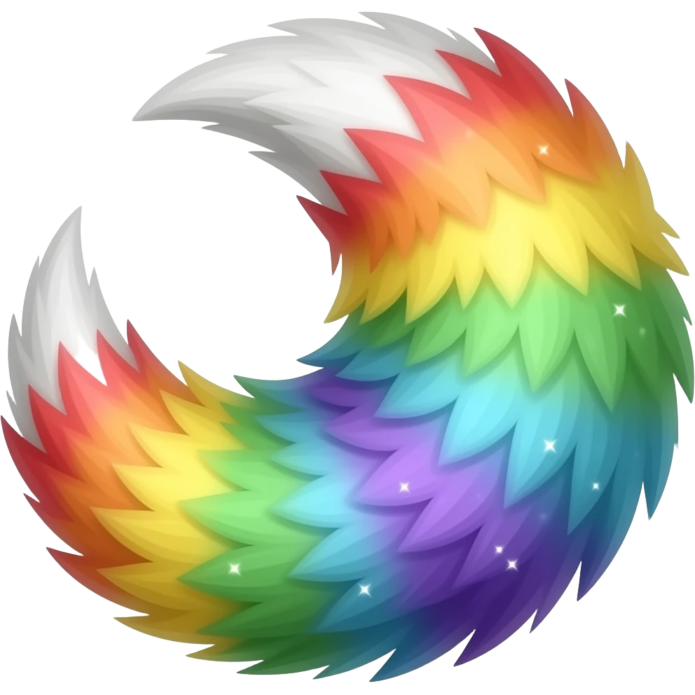 Giant extra fluffy rainbow sparkling wolf tail emoji
