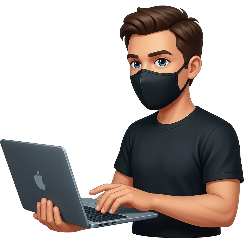 Hacker with mask and laptop emoji