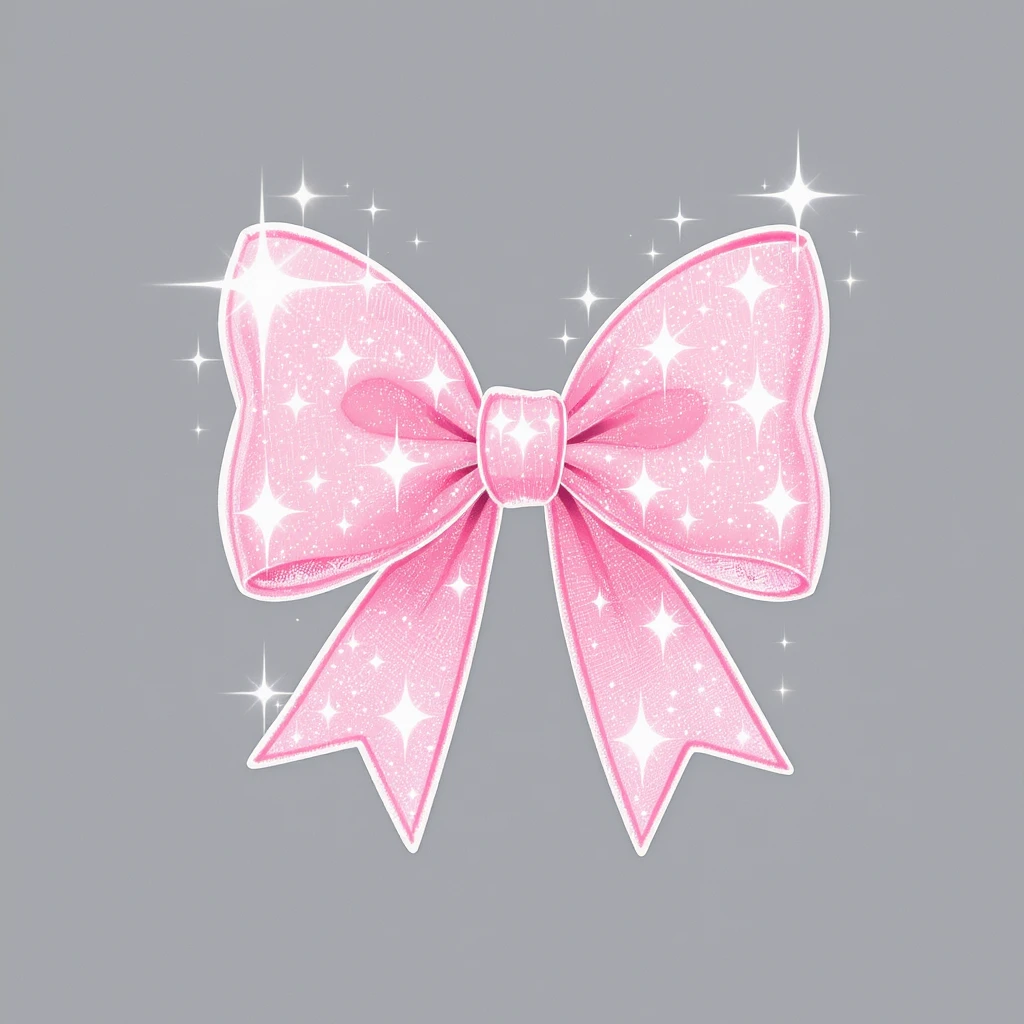 sakura bow, cute and shiny, with sparkles, no background emoji