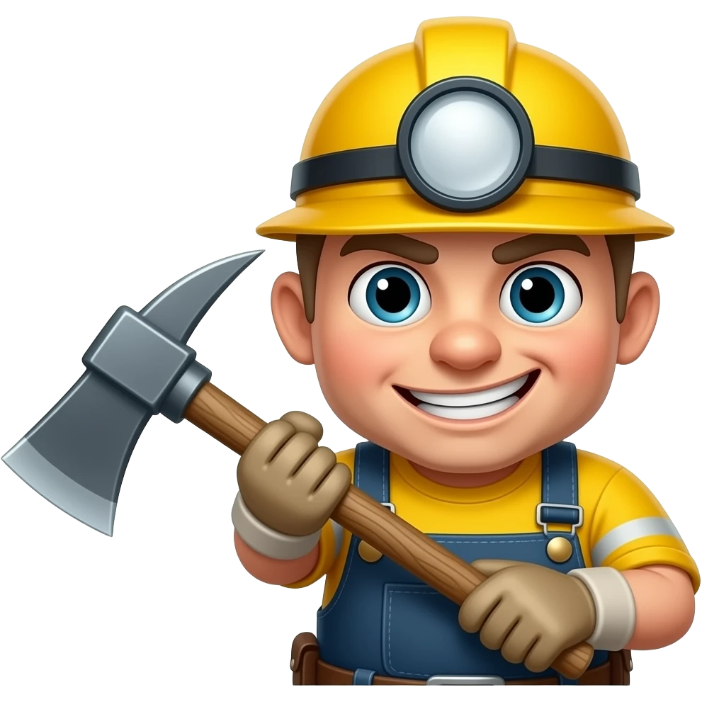 miner football mascot with a pick axe emoji