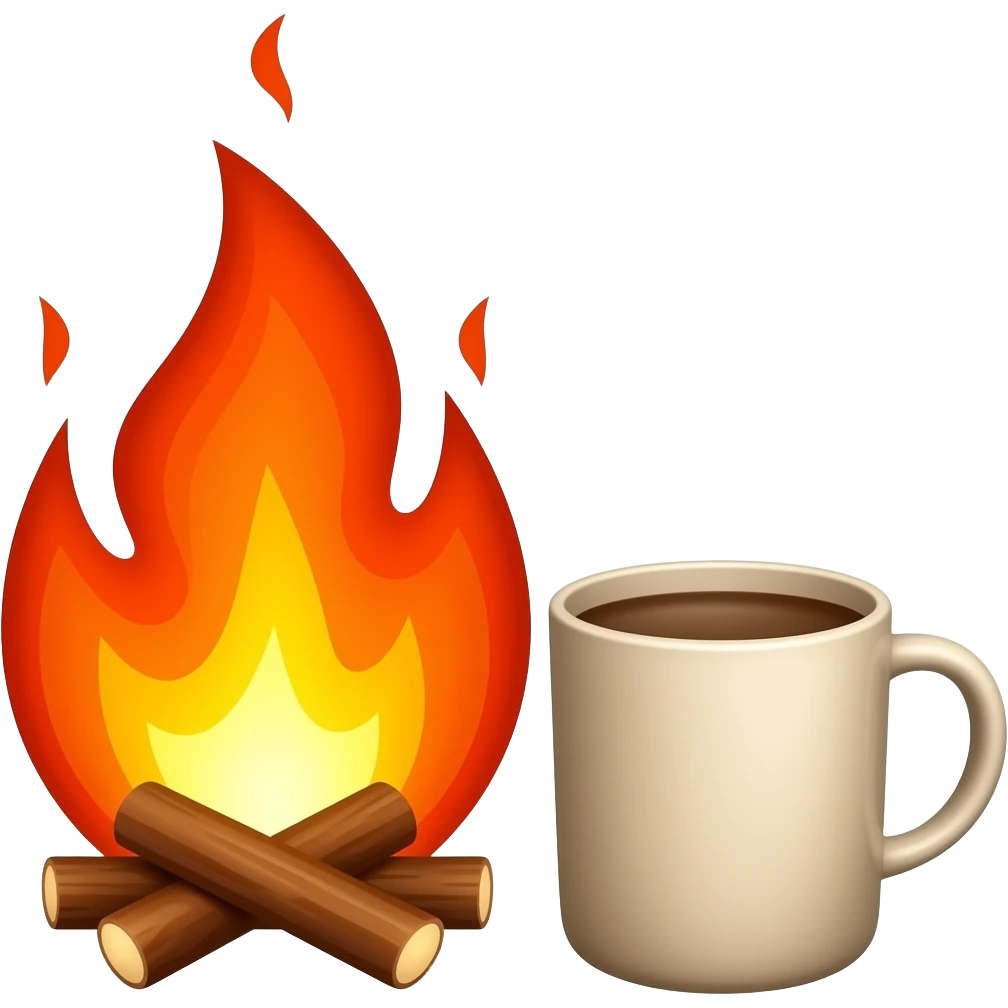 je veux un emoji qui représente des flammes avec une tasse en céramique peintes à côté pour faire comprendre que la céramique va passer au four emoji