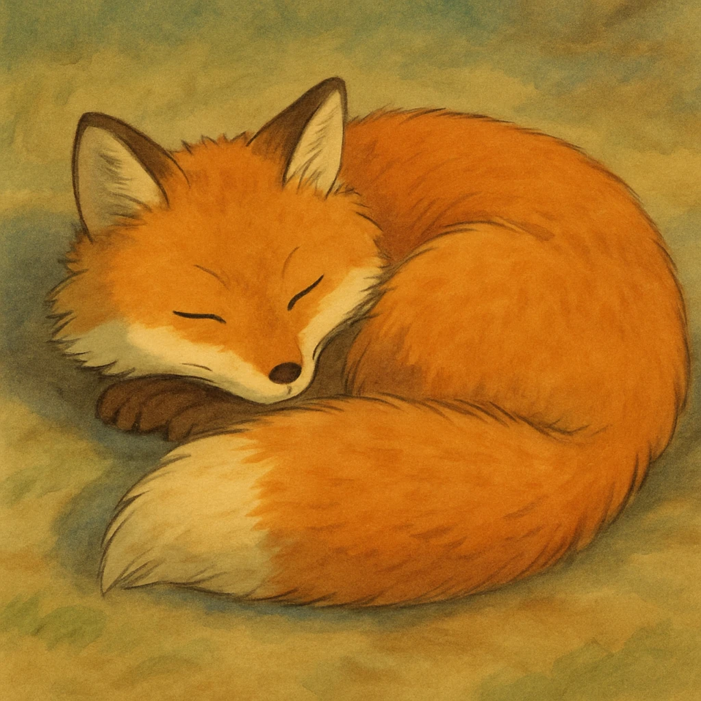 fox curled up sleeping, cozy emoji