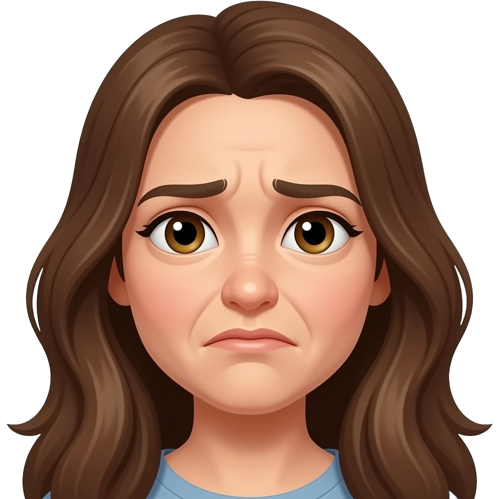 very scrunched up nose on female face with long brown hair with wrinkled nose emoji