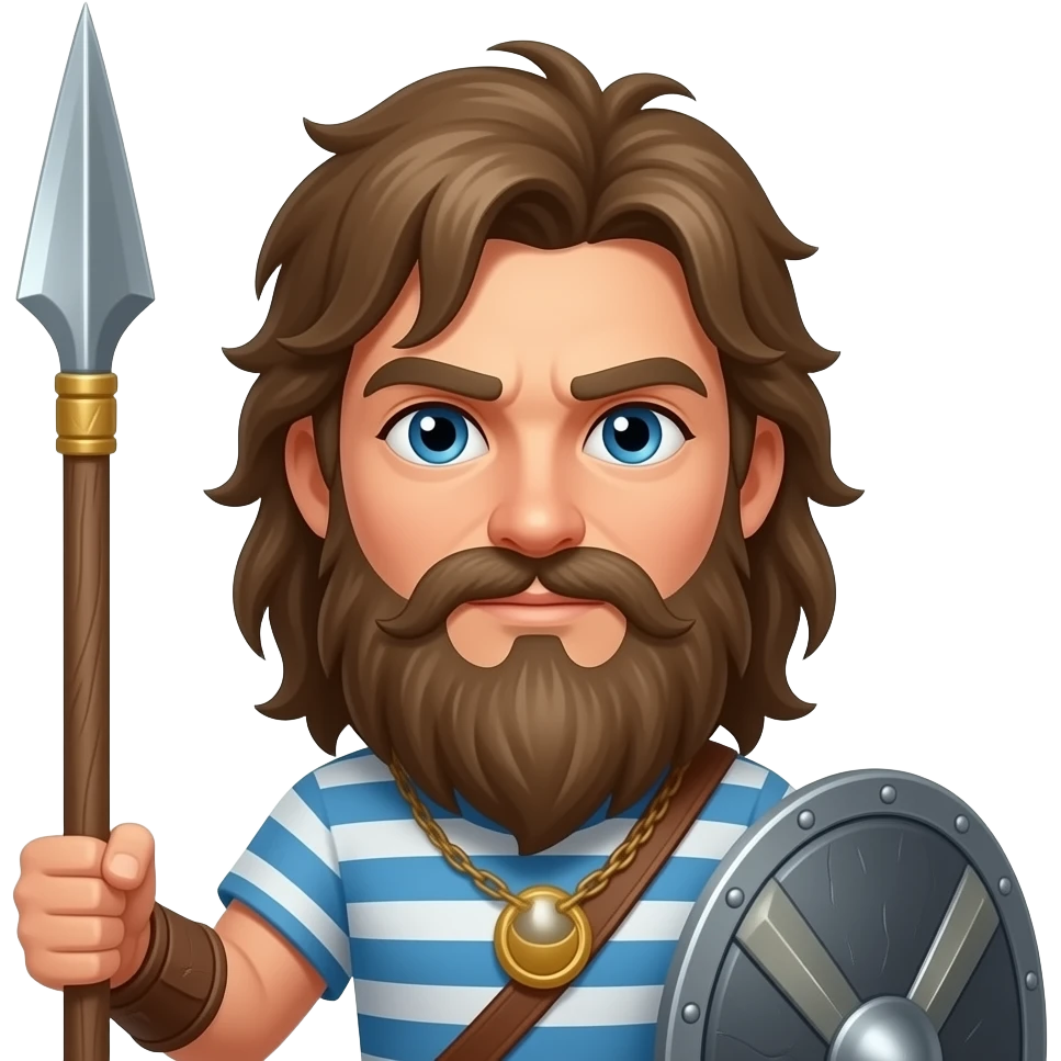 sea man holding spear weapon closeup emoji
