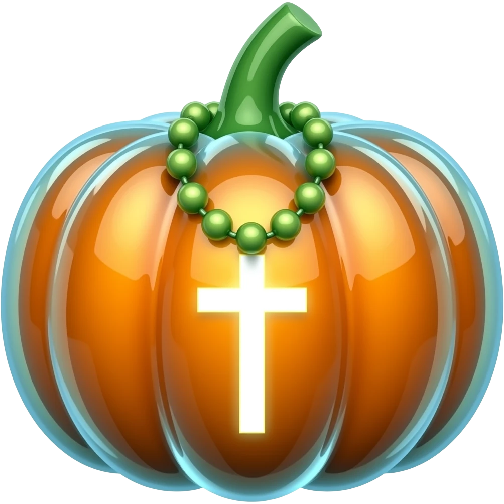 cruz sagrada pumpkin vidro neon com rosário pumpkim vidro neon emoji