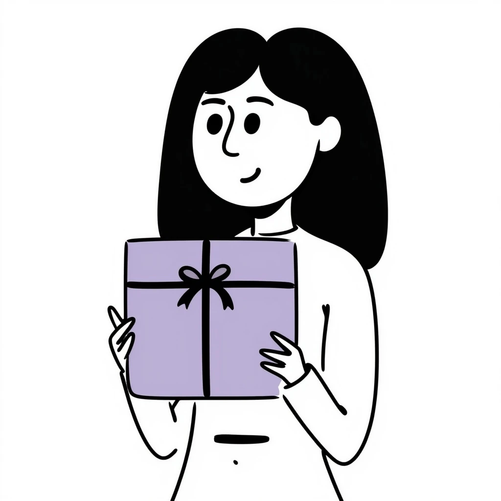 A lavender gift present for a woman emoji