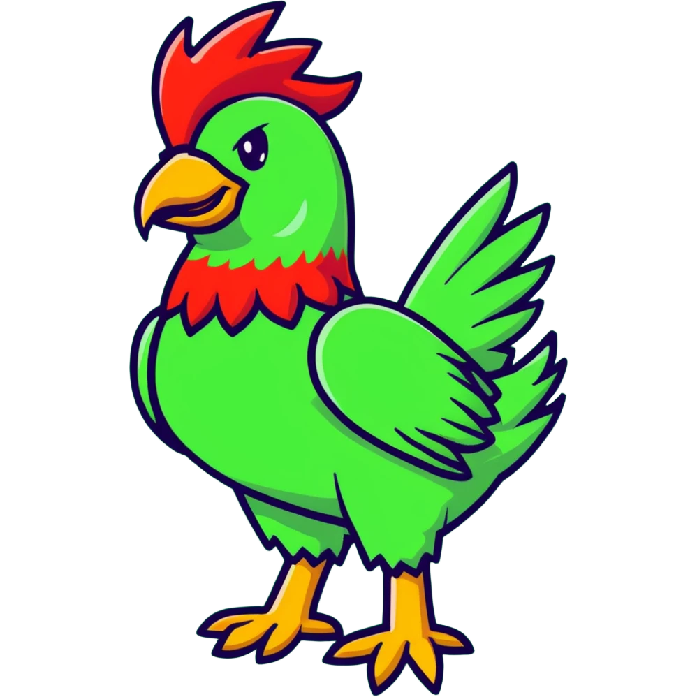 Red chocobo from Final Fantasy, majestic red bird-like creature emoji