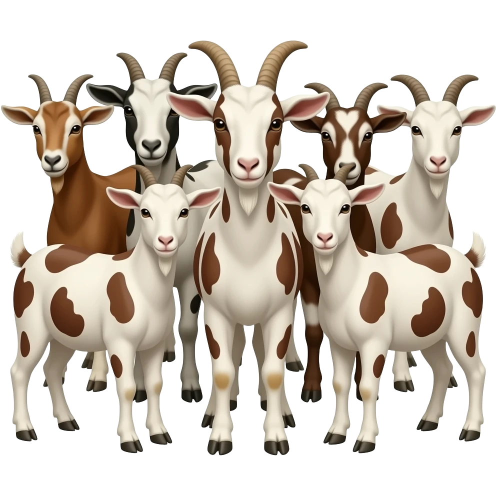 hazme siete cabritas juntas con manchas marrones realistas emoji
