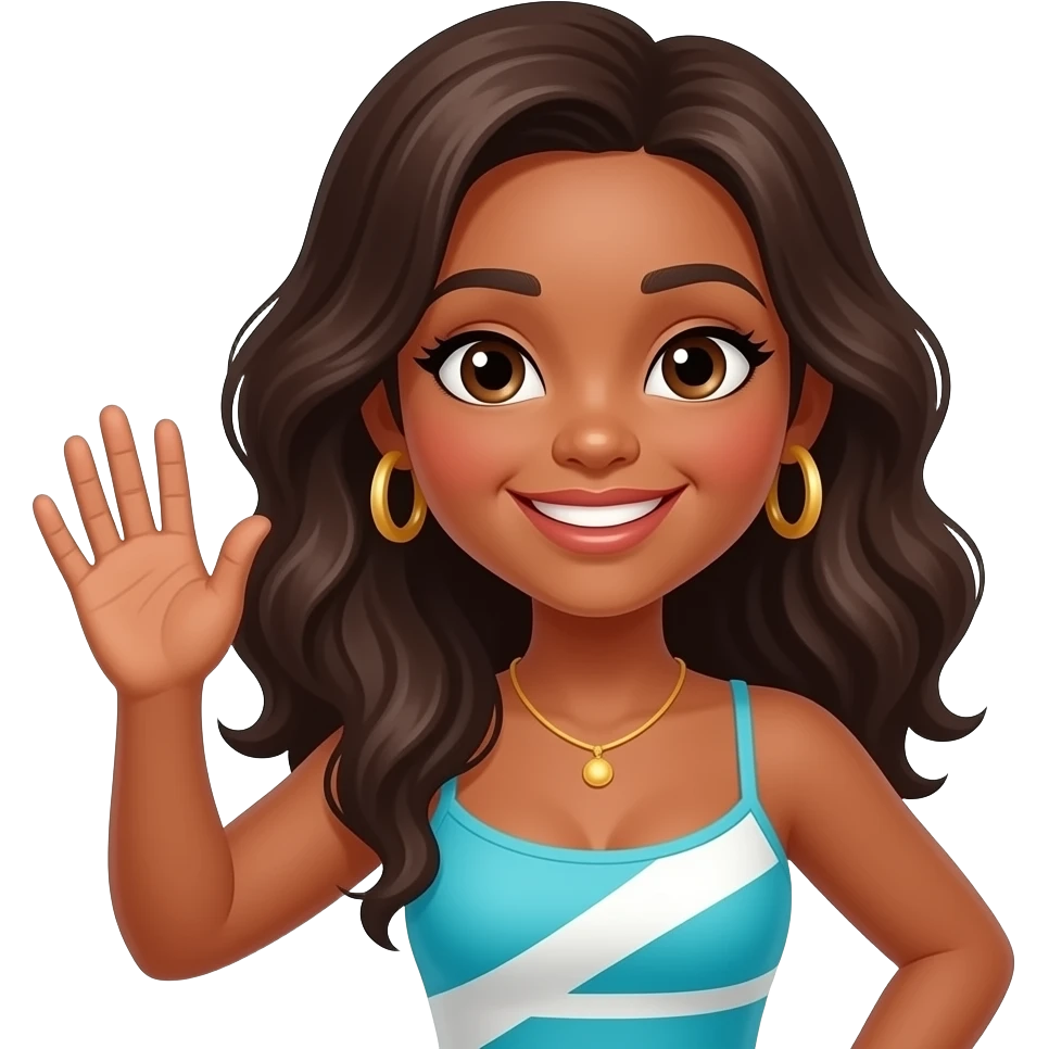 Curvy caribbean girl waving emoji