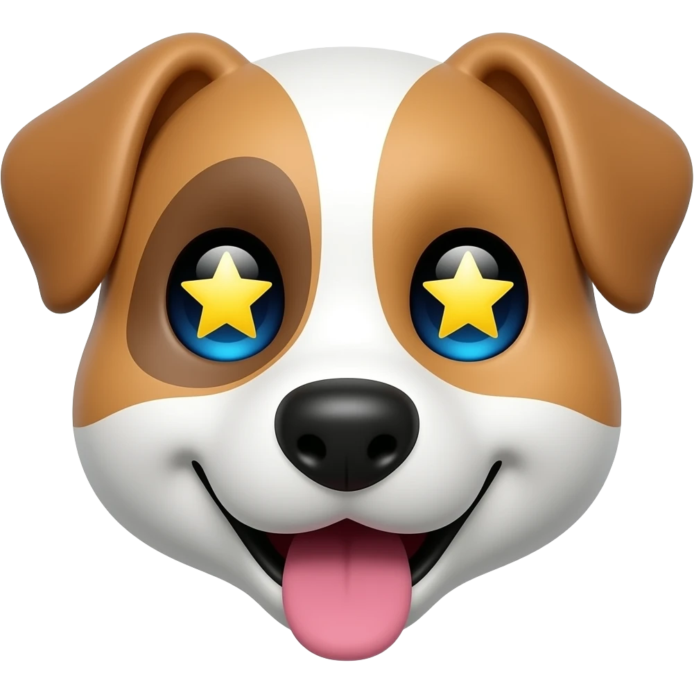Rostro de perro feliz con estrellas grandes en los ojos emoji