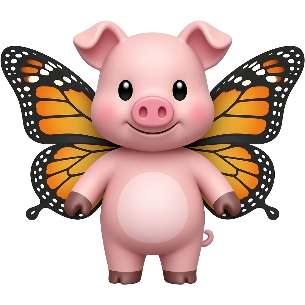 Create a Pig with butterfly wings minifig emoji